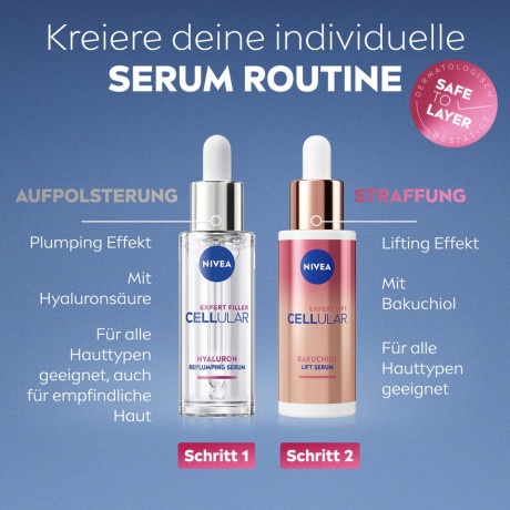 NIVEA Cellular Expert Filler Aufpolsterndes Hyaluron-Serum, 30 ml, Нивеа Сыворотка для лица, 20% гиалурон и алоэ вера, заполнение морщин, 30 мл