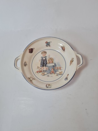 Pfalzkeramik Bruchmuhlbach Керамическая детская тарелка с ручками, 20см x 4см, Германия, 1970-80гг.