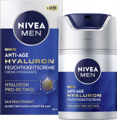 NIVEA MEN Anti-Age Hyaluron Feuchtigkeitspflege LSF 15, 50 ml, Нивеа Мужской крем для лица anti-age, SPF 15, гиалурон и Luminous630, против морщин и пигментации, 50 мл