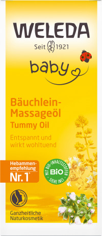 WELEDA BABY Baeuchlein-Massageoel, 50 ml, Детское масло для массажа животика с миндальным маслом, майораном, ромашкой и кардамоном, 50 мл