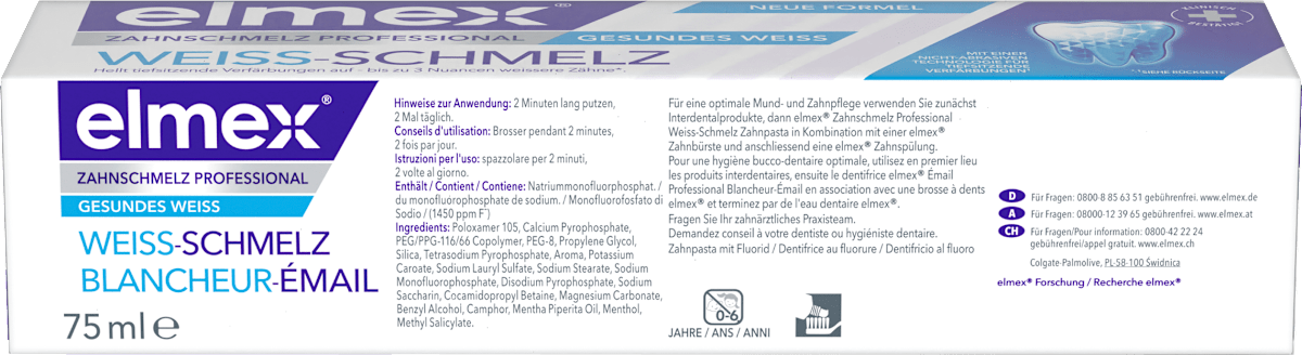 elmex Zahnpasta Zahnschmelz Professional Weiss-Schmelz, 75 ml, Зубная паста Professional Weiss-Schmelz для удаления окрашиваний и защиты эмали, 75 мл