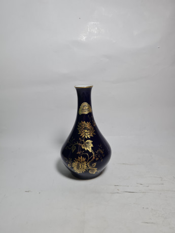 Ваза винтажная Lindner / Echt Kobalt,  ручная роспись, темно-синяя с золотым декором, фарфор, 16 см, Германия, 1960-70гг.