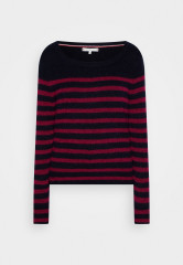 Tommy Hilfiger OPEN C-NECK SWEATER Jumper desert sky/italian wine СВИТЕР С ОТКРЫТЫМ ВЫРЕЗОМ Джемперы небо пустыни/итальянское вино