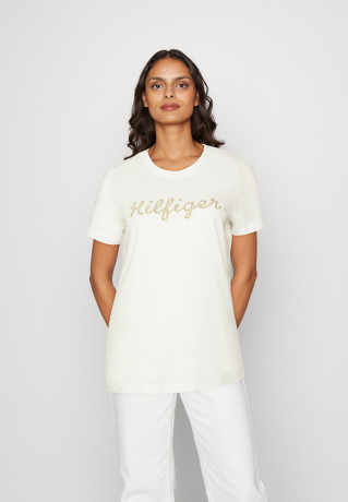 Tommy Hilfiger Print T-shirt ecru футболка с принтом экрю