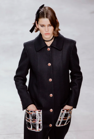 CHANEL Кашемировое Пальто с карманами, темно-синее