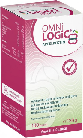 OMNi-LOGiC Apfelpektin 180st, Яблочный пектин в капсулах, пребиотик для кишечника, микрофлоры, пищеварения и контроля веса, 180 капсул