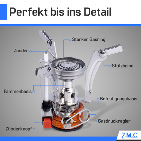 ZMC ZMC Gaskocher Mini Outdoor Campingkocher 3200W, (Butan Gas Kartusche Piezozundung Kochfeld), Camping Gas Kocher Stove Herd Kartuschenkocher Faltbar Butangas  Газовая плита ZMC Мини уличная походная плита 3200 Вт (бутановый газовый картридж с пьезоэлек