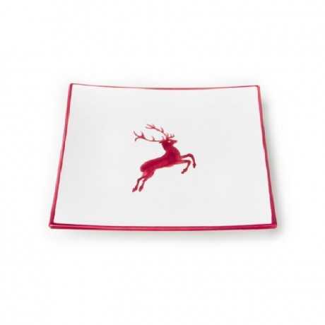 Gmundner Keramik Gmundner Keramik Bordeauxroter Hirsch Dessertteller / Fruhstucksteller 20x20x2,6 cm Gmundner керамическая десертная тарелка из красного оленя бордо / тарелка для завтрака 20x20x2,6 см