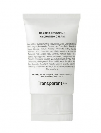 Transparent Lab Barrier Restoring Hydrating Cream 50ml, Увлажняющий крем для лица с керамидами и гиалуроновой кислотой Transparent Lab Barrier Restoring Hydrating Cream, восстановление кожного барьера, для сухой и чувствительной кожи, 50 мл