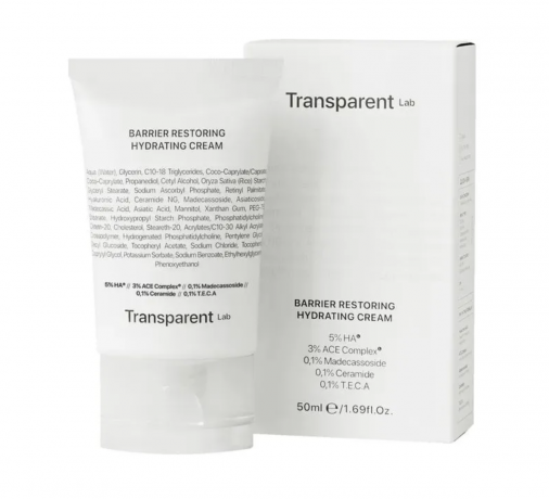 Transparent Lab Barrier Restoring Hydrating Cream 50ml, Увлажняющий крем для лица с керамидами и гиалуроновой кислотой Transparent Lab Barrier Restoring Hydrating Cream, восстановление кожного барьера, для сухой и чувствительной кожи, 50 мл