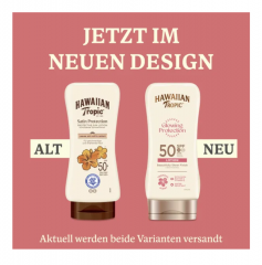 Hawaiian Tropic Sonnenmilch glowing protection, LSF 50, 170 ml, Солнцезащитный Лосьон для сияния кожи SPF 50+, с маслом ши и витамином Е, водостойкая формула, тропический аромат