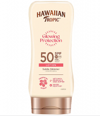 Hawaiian Tropic Sonnenmilch glowing protection, LSF 50, 170 ml, Солнцезащитный Лосьон для сияния кожи SPF 50+, с маслом ши и витамином Е, водостойкая формула, тропический аромат