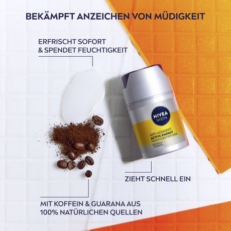 NIVEA MEN Active Energy Anti-Mudigkeit Feuchtigkeitspflege, 50 ml, Нивеа Мужской увлажняющий крем витамин E, кофеин 50 мл