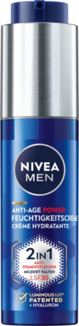 NIVEA MEN Anti-Age Power Feuchtigkeitscreme 2in1 LSF 30, 50 ml, Нивеа Мужской крем для лица anti-age 2 в 1, SPF 30, гиалурон, защита от UV и морщин, 50 мл