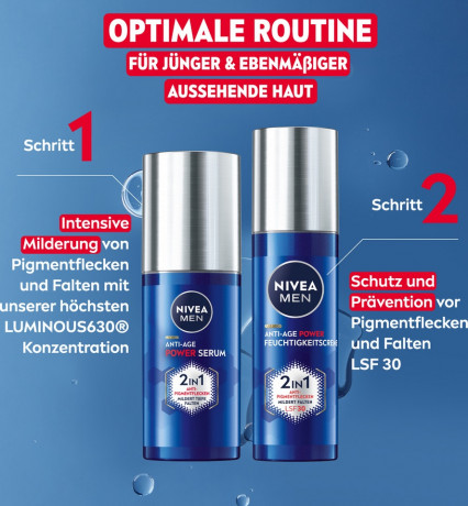 NIVEA MEN Anti-Age Power Feuchtigkeitscreme 2in1 LSF 30, 50 ml, Нивеа Мужской крем для лица anti-age 2 в 1, SPF 30, гиалурон, защита от UV и морщин, 50 мл