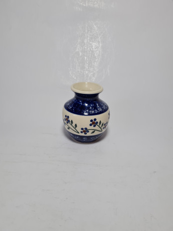 Ваза винтажная Bunzlauer в синих тонах, ручная работа, фарфор, малая, 9 см, Германия, 1960-70гг.