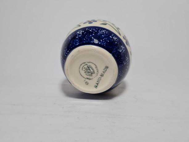 Ваза винтажная Bunzlauer в синих тонах, ручная работа, фарфор, малая, 9 см, Германия, 1960-70гг.