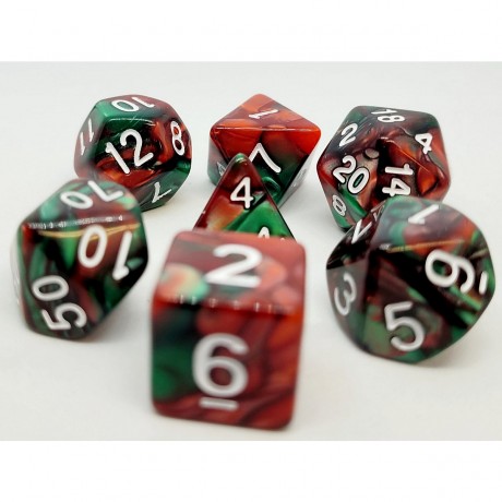 dice4friends 7-tlg. RPG Wurfelset: Racing Green\/Red 7 шт. Набор игральных костей RPG: Racing Green/Red