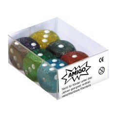 Amigo 6 Wurfel 16mm Glitter 6 verschiedene Farben 6 кубиков блесток 16 мм 6 разных цветов
