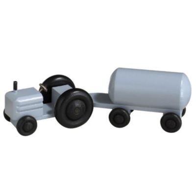 Holzspielzeug Traktor mit Fassanhanger Деревянный игрушечный трактор с прицепом-бочкой