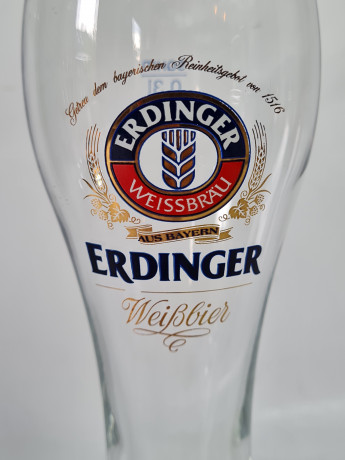 Немецкие бокалы пивные винтажные Sahm / Erdinger Weissbrau, стекло, 4 шт., 0.3 л, 22 см, Германия, 1980-90гг.