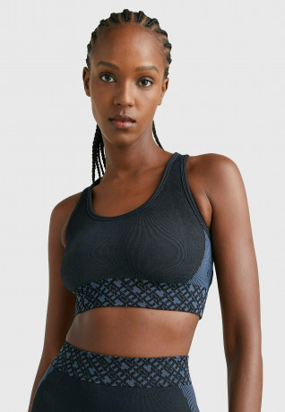 Tommy Hilfiger SPORT MONOGRAM MEDIUM SUPPORT SEAMLESS  Bustier desert sky СПОРТИВНАЯ МОНОГРАММА СРЕДНЕЙ ПОДДЕРЖКИ SEAMLESS Бюстье небо пустыни