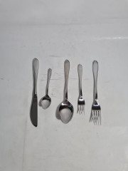 Набор столовых приборов винтажный Marke Tischiein Crominox, на 12 персон, 61 прибор, в заводской упаковке, нержавеющая сталь, Германия, 1970-80гг.