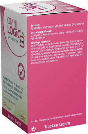 OMNi-LOGiC Apfelpektin 84st, Яблочный пектин в капсулах, пребиотик для кишечника, микрофлоры, пищеварения и контроля веса, 84 капсулы