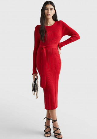 Tommy Hilfiger SLIM FIT MIDI Jumper dress primary red SLIM FIT MIDI Платье-джемпер первичный красный