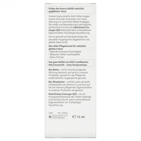 lavera Basis Sensitive Anti-Falten Augencreme Q10 Базовый крем для чувствительной кожи вокруг глаз против морщин Q10