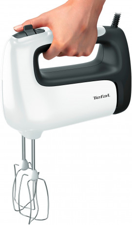 Tefal Tefal Handmixer HT4611 Prep'Mix+, 500 W, Turbo-Funktion, 2 Ruhrbesen, 2 Knethaken, Purierstab-Aufsatz  Ручной миксер Tefal HT4611 Prep&#39;Mix+, 500 Вт, функция турбо, 2 венчика, 2 насадки для теста, насадка-очиститель