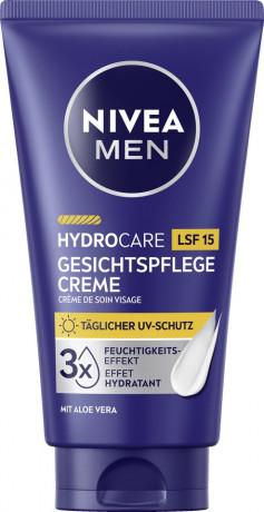 NIVEA MEN HydroCare Gesichtspflege Creme LSF 15, 75 ml, Нивеа Мужской крем для лица, SPF 15, провитамин B5, увлажнение и UV-защита, 75 мл