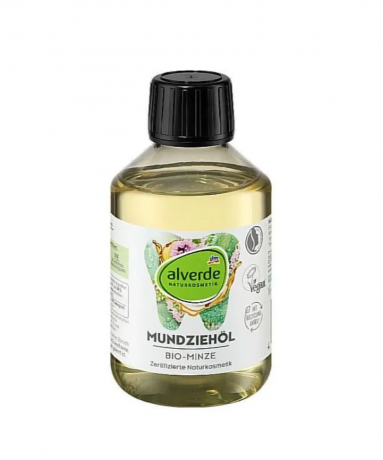alverde NATURKOSMETIK Mundziehol Bio-Minze, 200 ml, Масло для полости рта с мятой, без спирта, ежедневный уход, свежесть дыхания, 200 мл