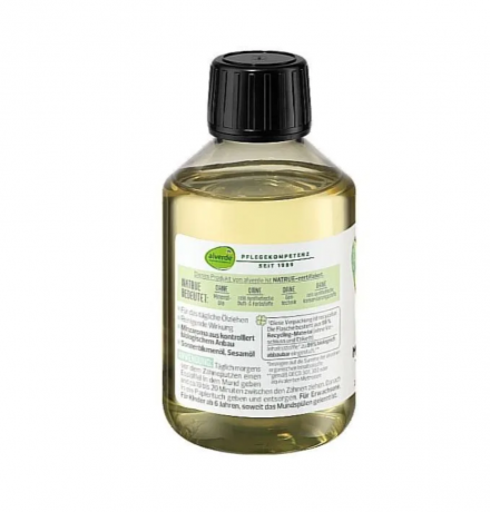 alverde NATURKOSMETIK Mundziehol Bio-Minze, 200 ml, Масло для полости рта с мятой, без спирта, ежедневный уход, свежесть дыхания, 200 мл