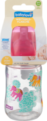 babylove  rosa, Высококачественная Силиконовая Бутылочка для Детей Любого Возраста со Сменным Клапоном-Соской с Розовой Крышкой 280ml, 1 шт