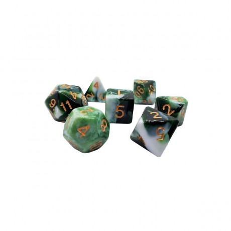 dice4friends 7-tlg. RPG Wurfelset: Racing Green\/White 7 шт. Набор игральных костей RPG: Racing Green/White