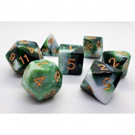 dice4friends 7-tlg. RPG Wurfelset: Racing Green\/White 7 шт. Набор игральных костей RPG: Racing Green/White