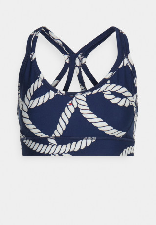 Tommy Hilfiger LOW ROPE STRAPPY BRA Light support sports bra carbon navy LOW ROPE STRAPPY BRA Спортивный бюстгальтер с легкой поддержкой углеродный флот