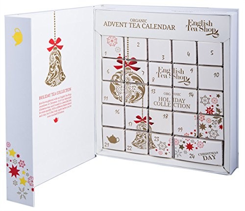English Tea Shop - Tee Adventskalender Рождественский Адвент-календарь чайный "Teebuch Weiss", 24 einzelne Boxen mit BIO-Tees in hochwertigen Pyramiden-Teebeutel