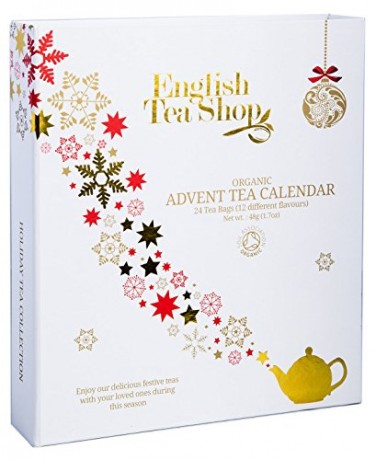 English Tea Shop - Tee Adventskalender Рождественский Адвент-календарь чайный "Teebuch Weiss", 24 einzelne Boxen mit BIO-Tees in hochwertigen Pyramiden-Teebeutel