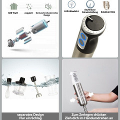 Hikeren Hikeren Stabmixer 600W 5 in 1 Purierstab mit 12 Geschwindigkeiten und Turbomodus  Ручной блендер Hikeren 600 Вт Ручной блендер 5 в 1 с 12 скоростями и турборежимом