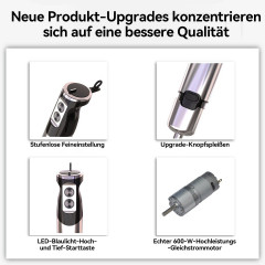 Hikeren Hikeren Stabmixer 600W 5 in 1 Purierstab mit 12 Geschwindigkeiten und Turbomodus  Ручной блендер Hikeren 600 Вт Ручной блендер 5 в 1 с 12 скоростями и турборежимом