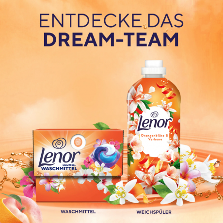 Lenor Orangenblute & Pfirsich Universal Waschmittel pods, Капсулы для стирки с роматом Цветущего дерева апельсина и персика, 15 загрузок