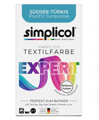 Simplicol Expert Sdsee-Trkis Краска для ткани бирюзовая, интенсивное перекрашивание одежды, для стиральной машины 40C, 150 г