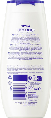 NIVEA Pflegedusche Peach & Apricot Seed Oil, 250 ml, Нивеа Крем гель для душа с маслом абрикосовых косточек, аромат персика, витамины C и E, 250 мл