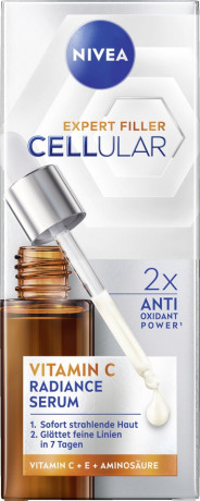 NIVEA Cellular Expert Filler Vitamin C Radiance Serum, 30 ml, Нивеа Сыворотка для лица, витамин C и E, сияние и антиоксидантная защита, 30 мл