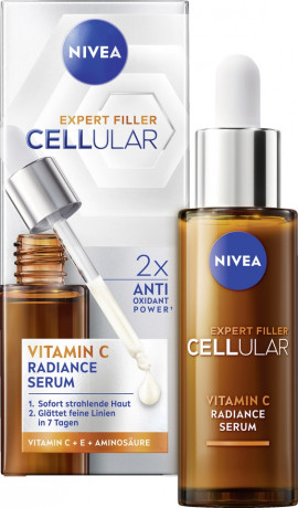 NIVEA Cellular Expert Filler Vitamin C Radiance Serum, 30 ml, Нивеа Сыворотка для лица, витамин C и E, сияние и антиоксидантная защита, 30 мл