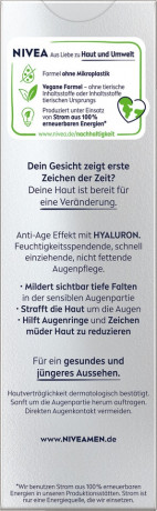 NIVEA MEN Anti-Age Hyaluron Augenpflege, 15 ml, Нивеа Мужской крем для глаз гиалуроновая кислота, витамин E anti-age 15 мл