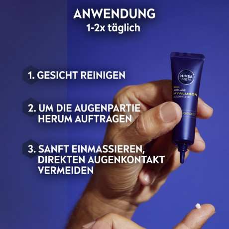 NIVEA MEN Anti-Age Hyaluron Augenpflege, 15 ml, Нивеа Мужской крем для глаз гиалуроновая кислота, витамин E anti-age 15 мл