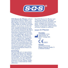 SOS Warzen-Ex-Pflaster, 24 Stuck, SOS Пластырь от бородавок, с салициловой кислотой, 24 шт.